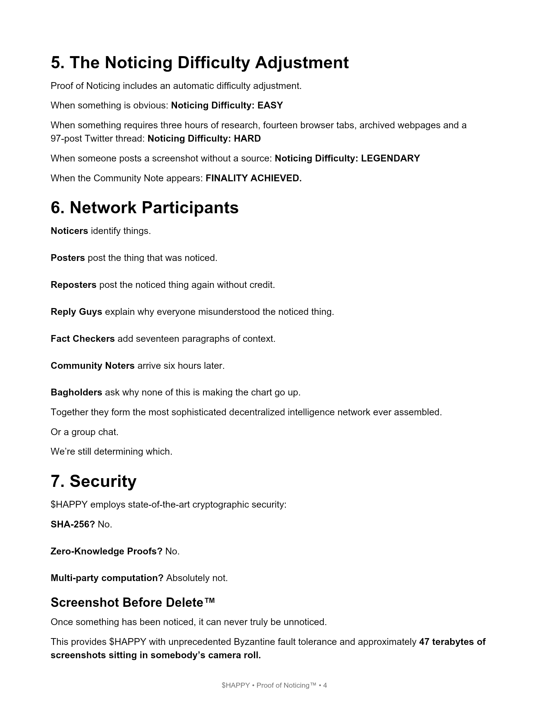 The Fellow White Paper, page 4 of 7: Noticing difficulty, network participants, and security.