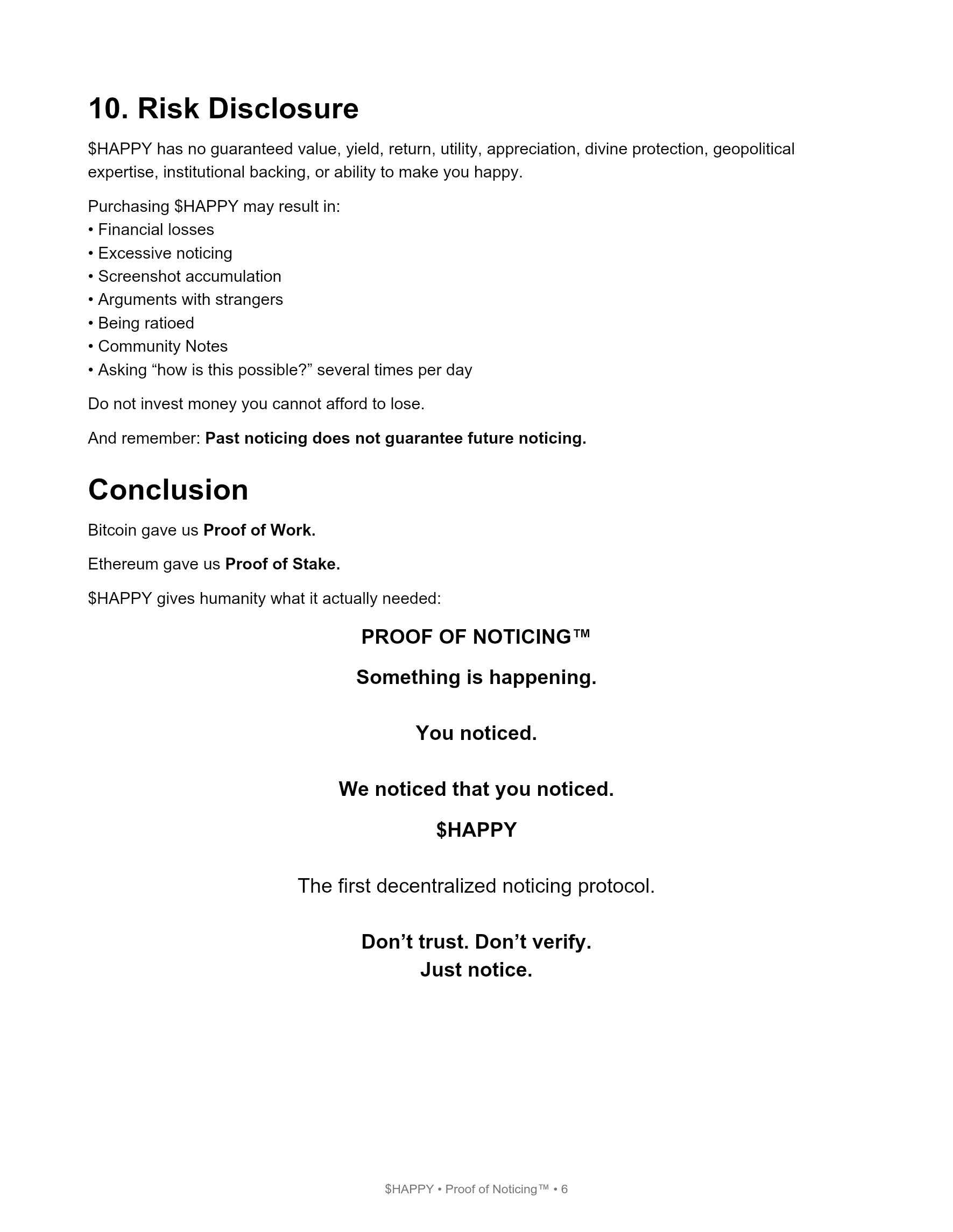 The Fellow White Paper, page 6 of 7: Risk disclosure and conclusion.